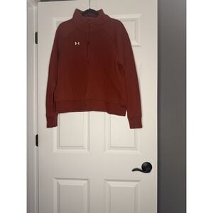 Under Armour Loose Half Zip Pullover Sweatshirt Xl Red Fleece Lined